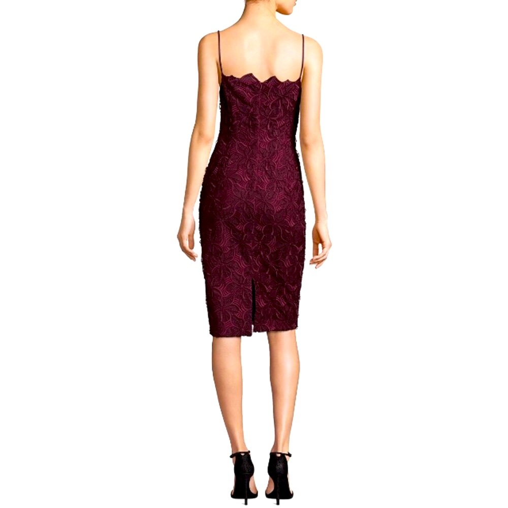 NWT Black Halo Burgundy Sora Lace Sheath Dress | Size 4 - Picture 4 of 8